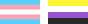 A non-binary flag next to a trans pride flag